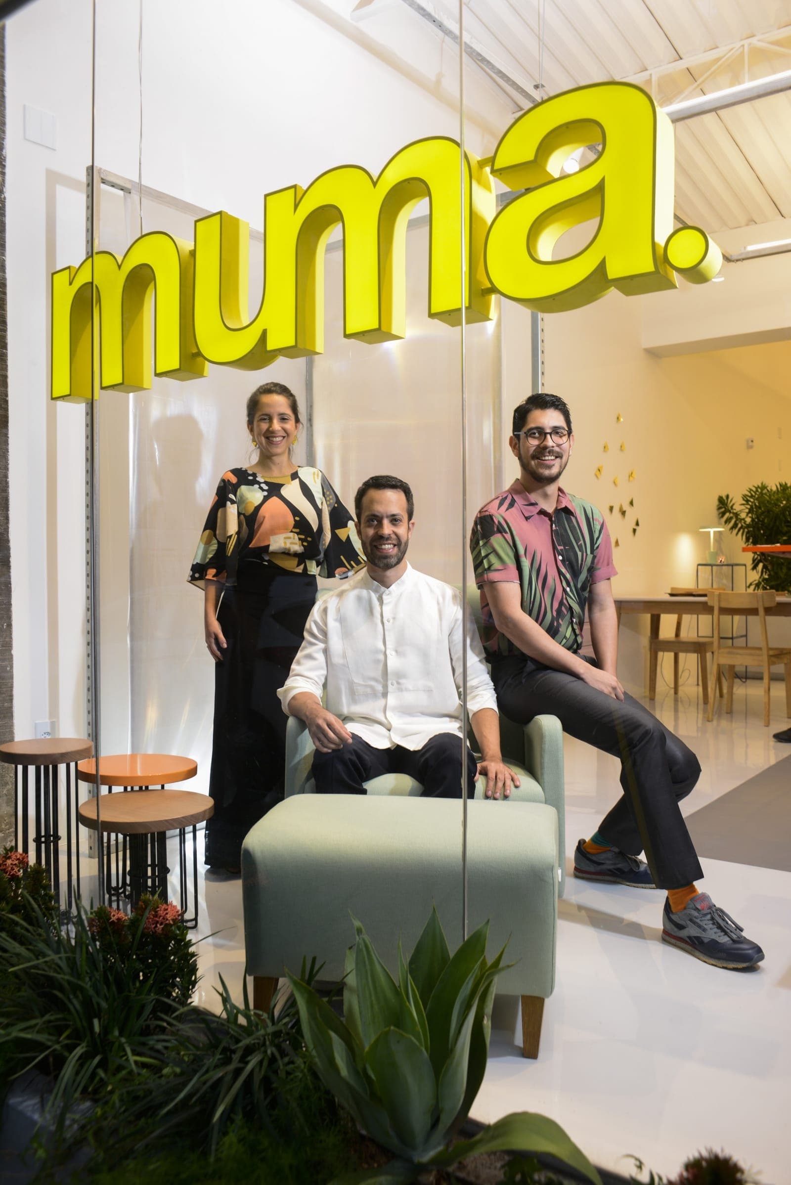 Carolina Lumack, Matheus Ximenes Pinho e Diego Ortiz , sócios da Muma