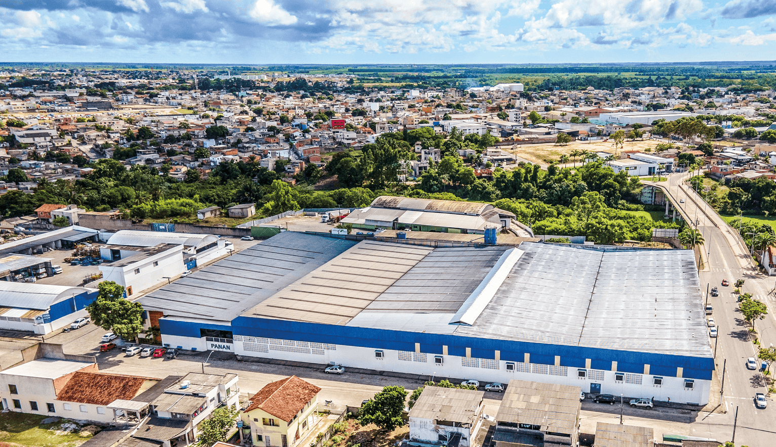 Vista aérea da atual fábrica da Panan, em Linhares (ES)