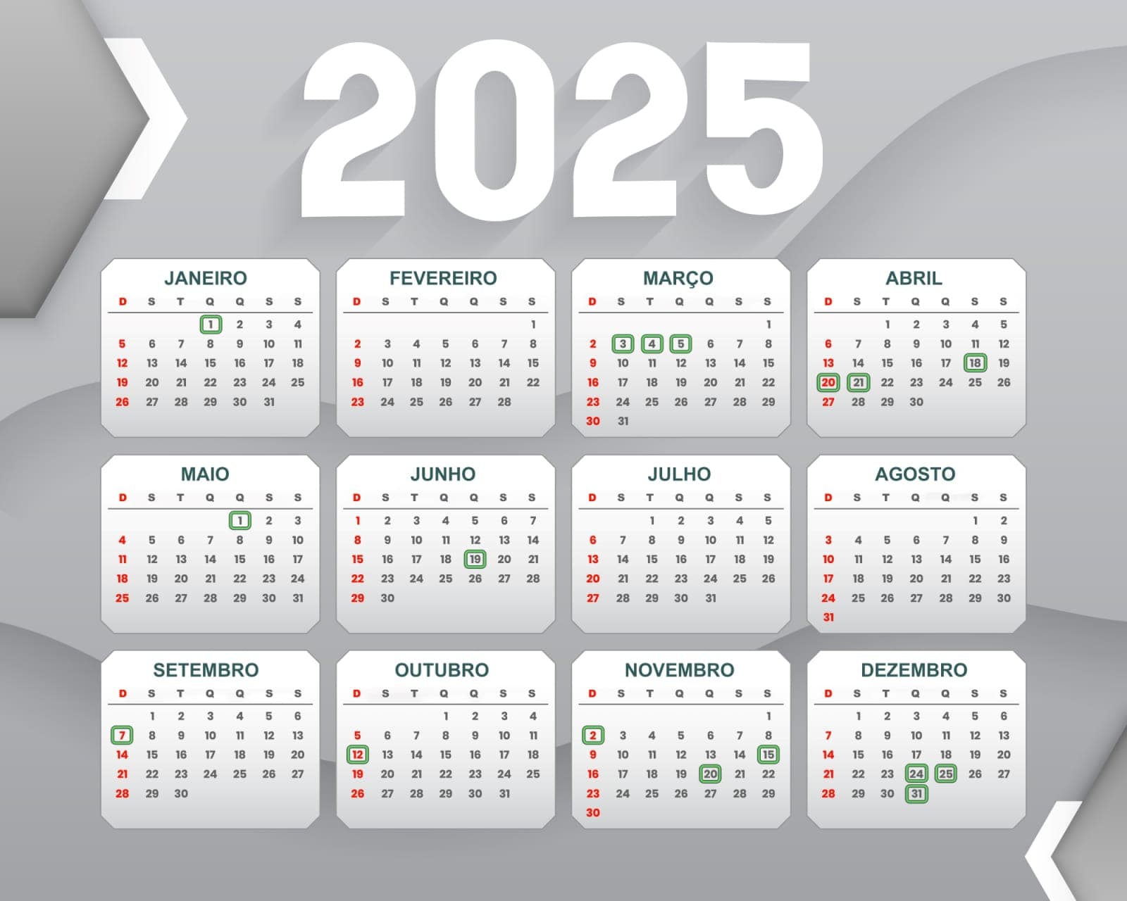 Feriados em 2025: serão nove datas comemorativas prolongadas