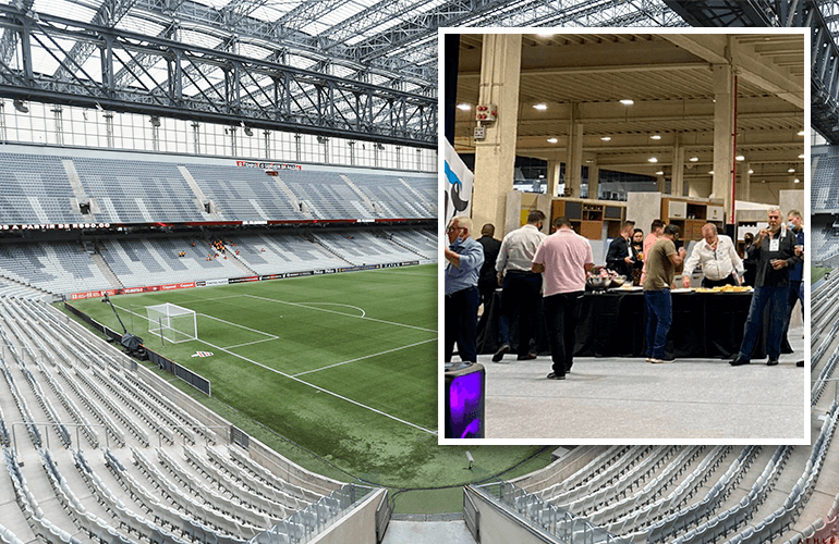 Os estandes da Home Show ficarão espalhados no campo de jogo