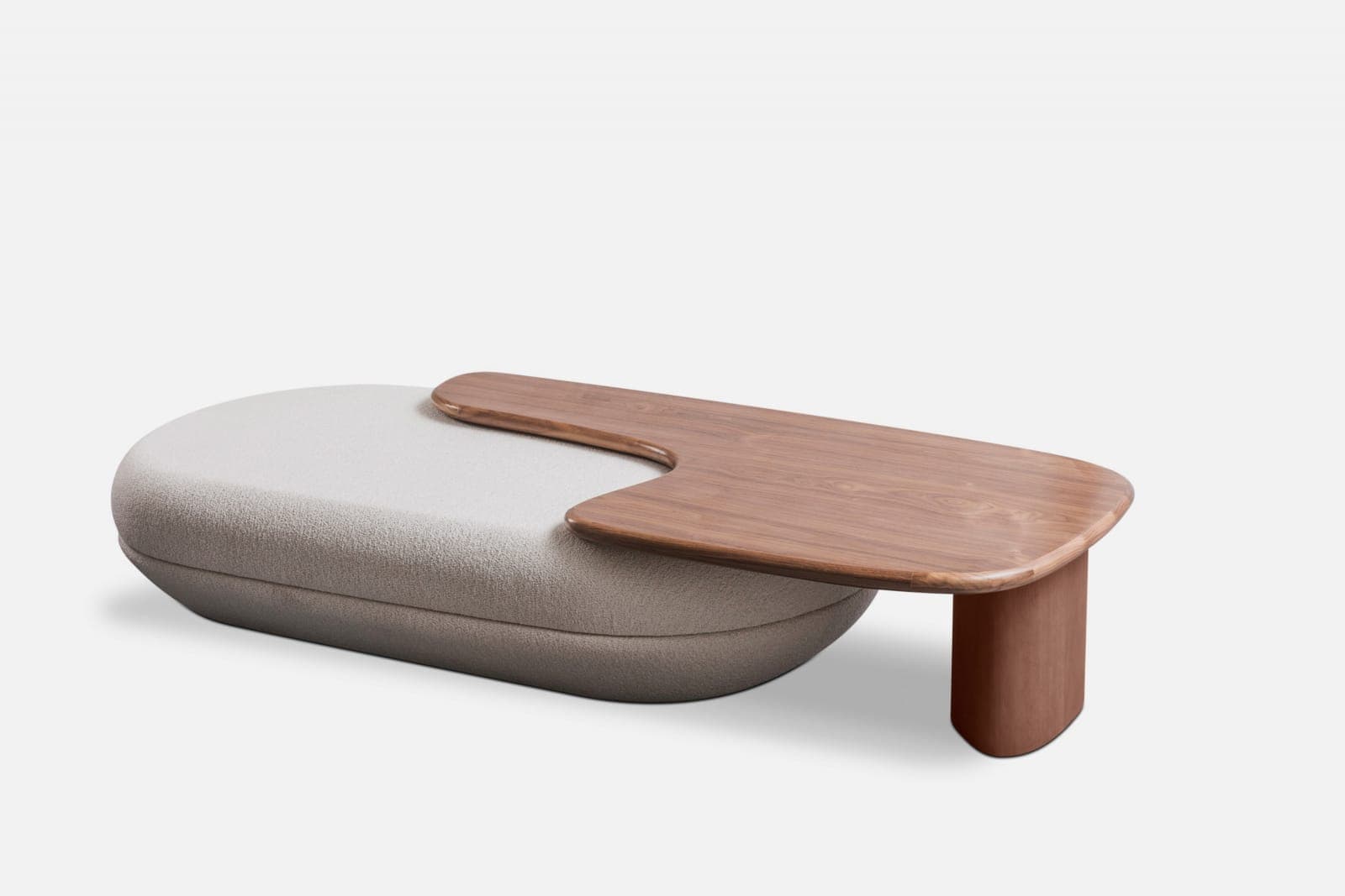 Mesa de centro com pufe Yacy, desenvolvida pelo estúdio Asa Design em parceria com Ancezki | Foto: Moresco Studio